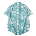 thumbnail image 3 of Men Hawaiian Button Up Tshirt Easter Funny Graphic Tee Shirt Mens Short Sleeve Sailing Shirt Looser Fit Turn Down Collar Top, 3 of 3