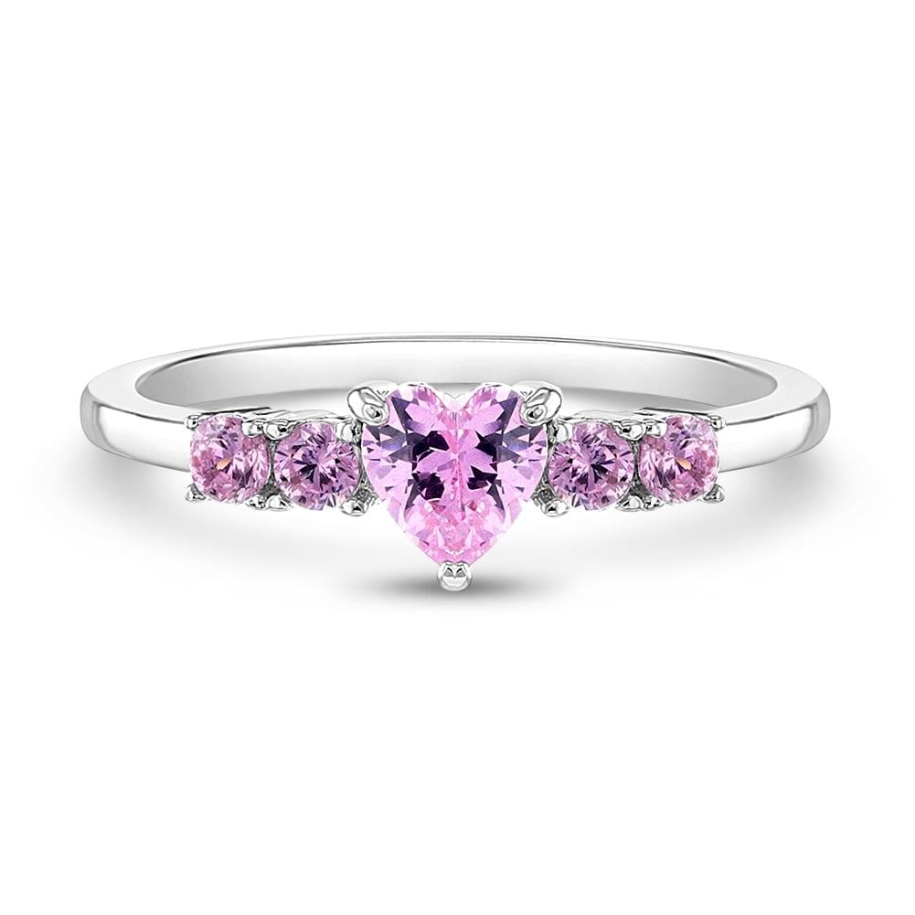 Bague Cœur Rose En Argent 925 | Solitaire Zirconium Cubique, Taille 9, Occasion à Saisir