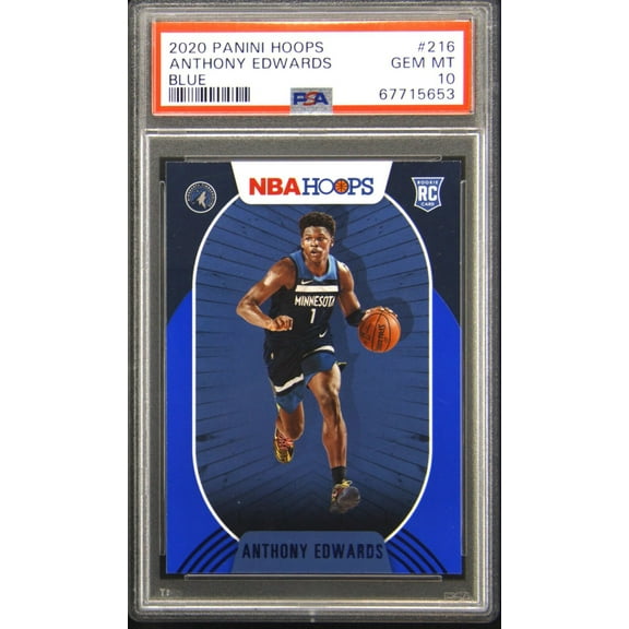Graded 2020-21 Panini Hoops Anthony Edwards #216 Blue Rookie RC Basketball Card PSA 10 Gem Mint