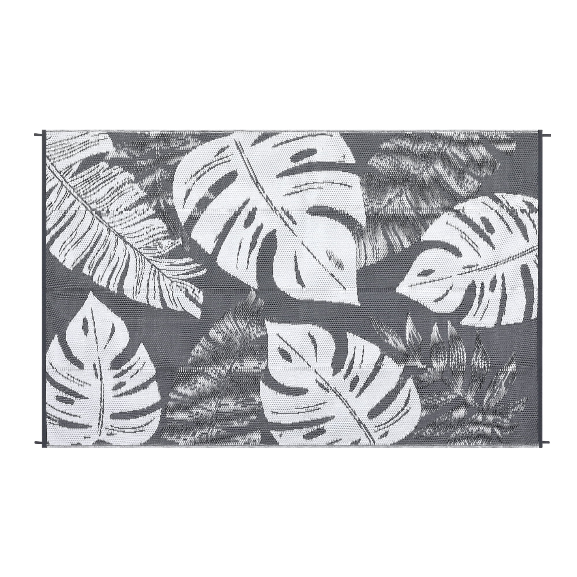 Tzou Waterproof Reversible Outdoor Rug 8 x 10ft Tropical Palm Design, Portable Camping Mat w/Carry Bag & Stakes