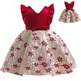 thumbnail image 1 of Robe de Fête de Mariage Brodée Feuille d'Érable à Volants pour Filles 2-9 Ans, 1 of 6