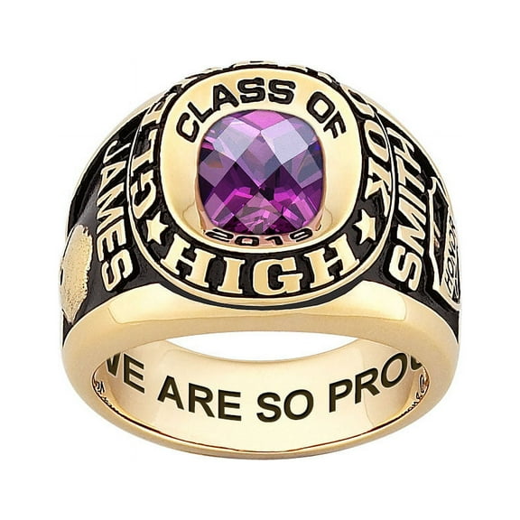 Order Now for 2025 Graduation, Freestyle Checkerboard Stone Double Row Men's Birthstone Class Ring Sterling Silver, Personalized, High School or College
