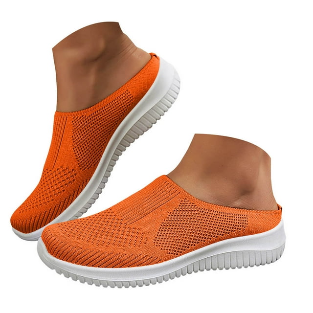 Mepaouo Womens Backless Sneakers Casual Slip on Mule Shoes Arch Support Walking Mesh Slide Sandals