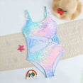 thumbnail image 2 of Gubotare Tween Bathing Suits Girls Summer Cute Crisscross Small Watermelon Printing Floral Print Conjoined Swimsuit Size 9-10 (Sky Blue,9-10 Years), 2 of 9