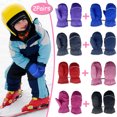 thumbnail image 2 of WTXUE Kids Snow Gloves 2 Pair Gloves & Mittens Winter Gloves Finger Boys Water-Proof Mittens Outdoors Kids Full Gloves 2Pairs Winter Children Warm Gloves Girls Skiing Gloves | Color I, 2 of 2