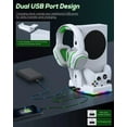 thumbnail image 4 of Cooling Stand & Charging Station for Xbox Series S with RGB Light Strip,Dual Charger of Controllers and Cooler Fan for XSS Console Accessories with 2*1400mAH Rechargeable Battery Pack,1*Headphone Hoo, 4 of 8