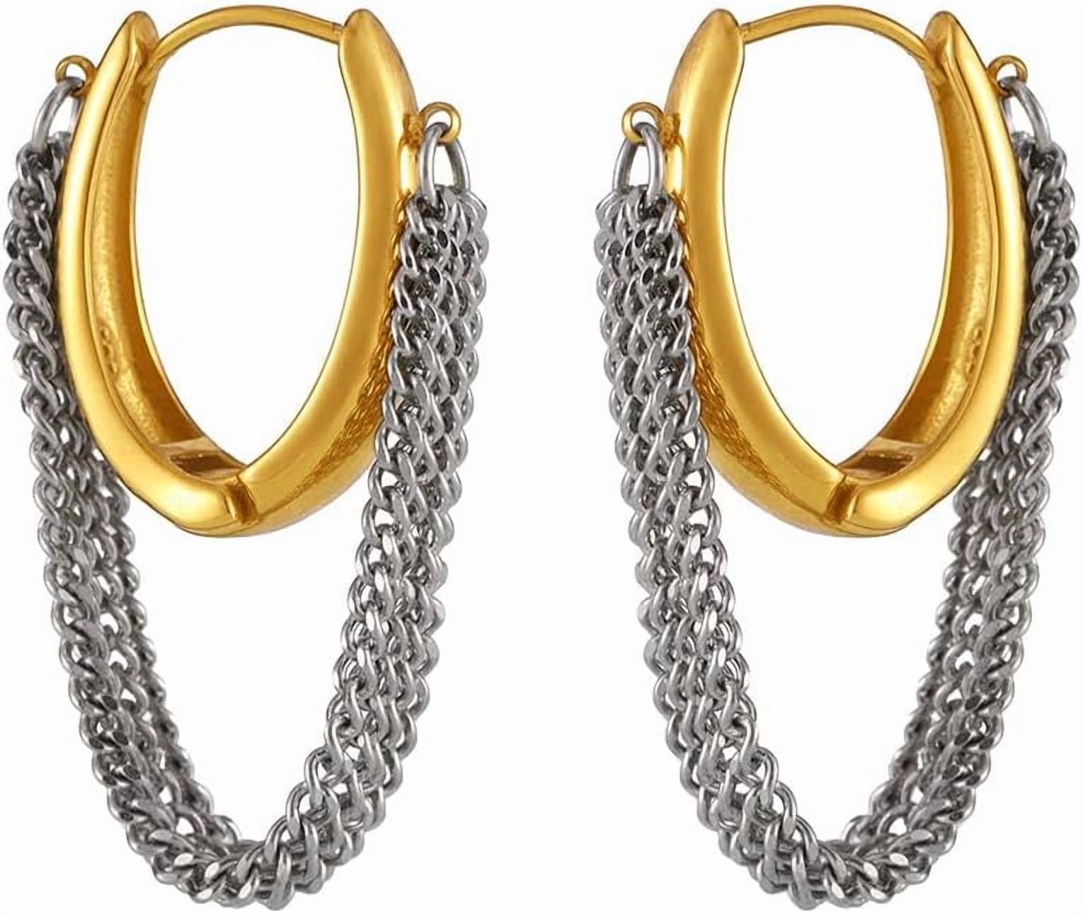 JOPLY Orecchini A Cerchio Grandi In Argento Placcato Oro Bianco – 40mm – Ipoallergenici Per Donne E Ragazze