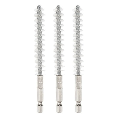Uxcell 3pcs Nylon Bore Brush 10mm Dia Cleaning Wire Brush with Handle 1/4 Inch Hex Shank for Tubes, Ports, Bearings