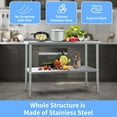 thumbnail image 2 of ROVSUN 72'' x 24'' Stainless Steel Table for Prep with Backsplash, 2 of 8