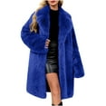 thumbnail image 2 of ClodeEU Women's Winter Long Faux Fur Jacket,Long Sleeve Notched Lapel Open Frong Plush Cardigan Blue,Womens Plus XS, 2 of 7