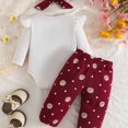 thumbnail image 5 of larppty Newborn Baby Girl Clothes Rib Knit Romper Daisy Print Pants Infant Girl Outfit with Headband, 5 of 7