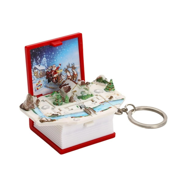 Llavero portátil para coche, llaveros, bolsos, decoración colgante, monedero, colgantes encantadores Casa de nieve