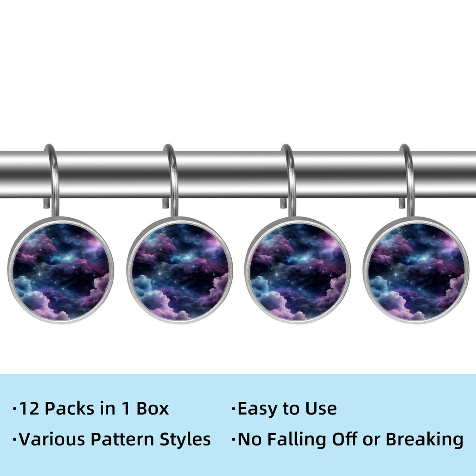 HemaKayy 12 Pcs Shower Curtain Hooks Bathroom Decorative Accessories Stellar Colored Cloud