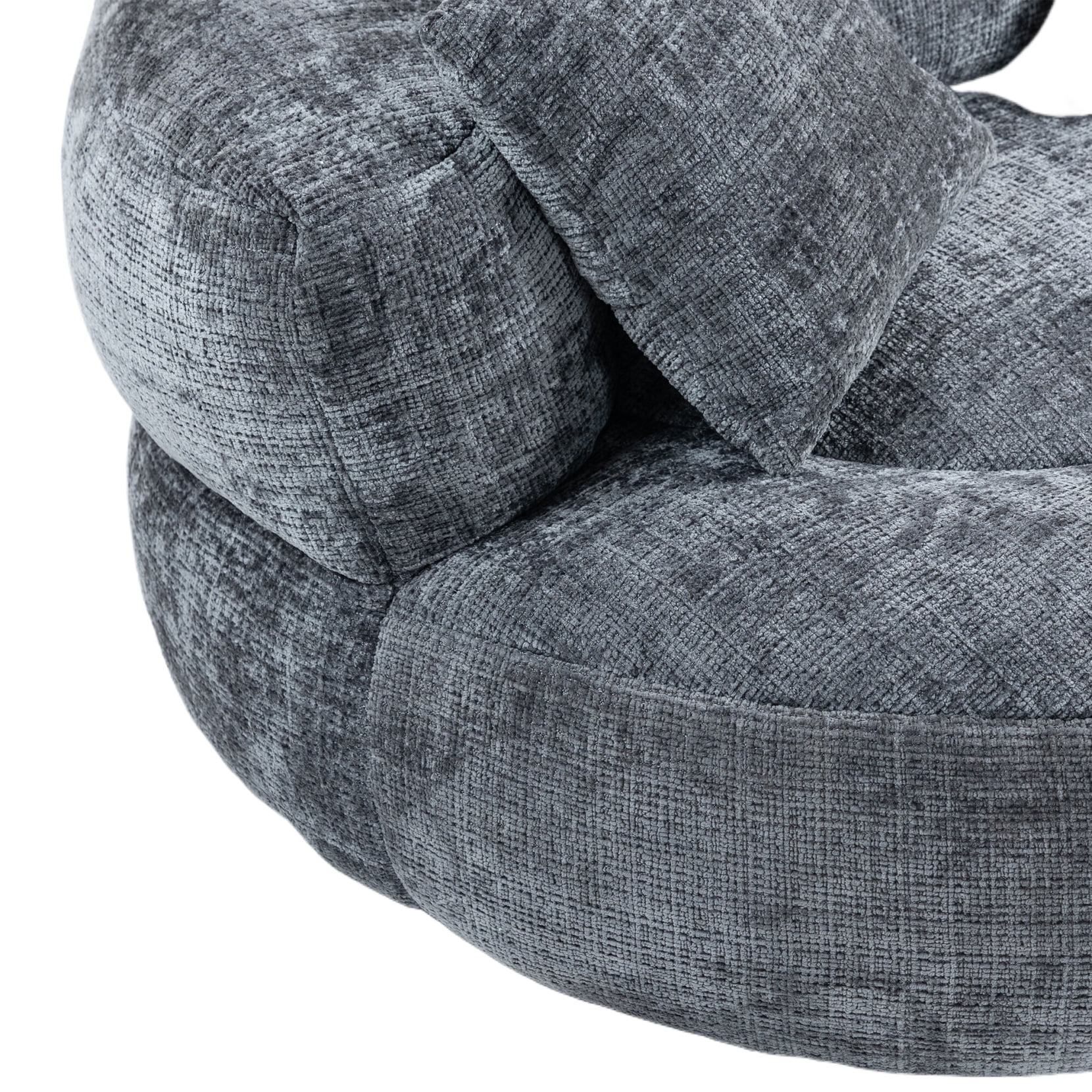 Oversized Chenille Bean Bag Chair for Adults & Kids, Indoor & Outdoor Lazy Bean Bag Sofa with Wrap-Around Backrest & Pillows for Bedroom, Living Room, Playroom, 42.52''x42.52''x20.47'', Gray