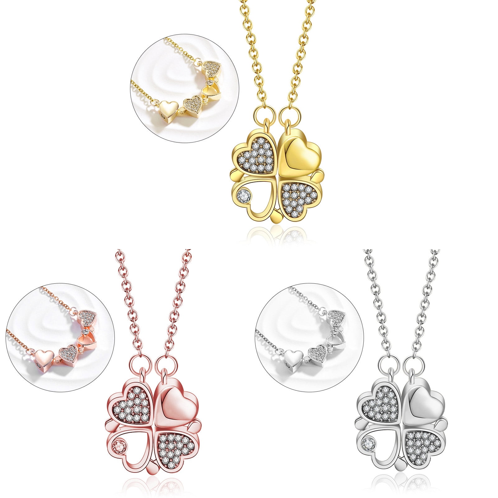 Buy HacolyLadies Four Leaf Clover Heart-shaped Crystal Diamond Necklace  Jewelry For Woman Peach Heart Luck Clover Pendant Necklace Rhinestone  Inlayed Jewelry Online at desertcartINDIA
