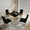 37" Gold & Black Table, variant on 7-Piece 80" Glass Dining Table Set for 6, Tempered Glass Top with Flute-Inspired Mirrored Stainless Steel Legs, 6 Button-Tufted Velvet Chairs with Stainless Steel Legs