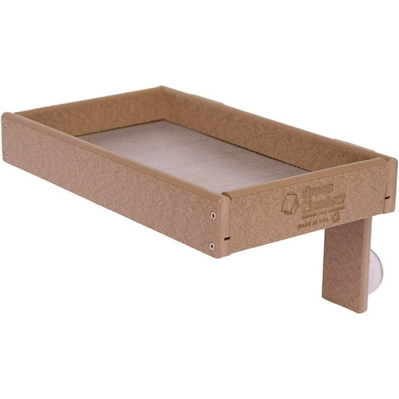 Amish-Made Window Mount Bird Feeder, Eco-Friendly Poly Lumber Decorative Bird Feeder Weathered Wood