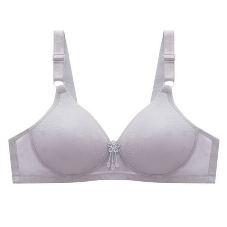 Wireless Bras Plus Size  Xunlbb Women s Large Size Thin Comfortable Breathable Push-up Adjustable Bra(Gray 42)
