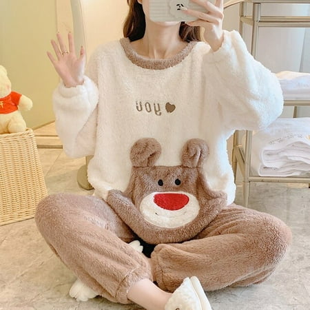 

CoCopeaunt Women Duck Adult Animal Pajamas Set Winter Thick Warm Flannel Pijamas Mujer Sleepwear Anime Pyjamas Kawaii Cartoon Night Wear