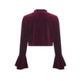 thumbnail image 2 of YEAHDOR Kids Girls Velvet Cardigan Bolero Long Sleeve Open Front Shrug Sweater Outerwear Burgundy 6, 2 of 7