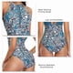 thumbnail image 5 of Traje de baño de una pieza para mujer, traje de baño con costuras de malla, traje de baño estampado para entrenamiento de natación, todo azul L, 5 of 7