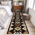 thumbnail image 4 of Brown Geometric Runner Rug for Hallway 2x6ft, Vintage National Style Non Slip Floor Mat Washable Low-Profile Indoor Carpet for Living Room, Bedroom, Dining Room, 4 of 9
