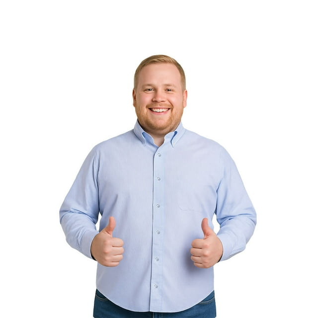 Big Kong USA Camisa Hombre Blanca Mil Rayas Azul Talla Grande Manga Larga