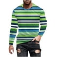 thumbnail image 3 of UVEASISHA Long Sleeve Tee Shirts for Men Crewneck Casual Striped Graphic Tees Active Workout Muscle T-Shirt Big and Tall Hipster Streetwear Tops Green XXL, 3 of 6