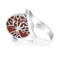 thumbnail image 4 of Tree of Life Circle Synthetic Coral 2in1 Reversible Sterling Silver Ring - 7, 4 of 6
