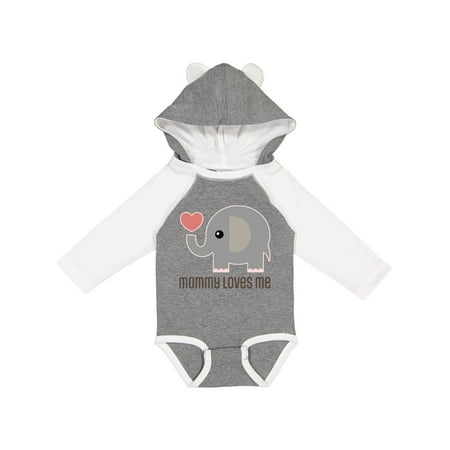 

Inktastic Mommy Loves Me elephant Gift Baby Boy or Baby Girl Long Sleeve Bodysuit