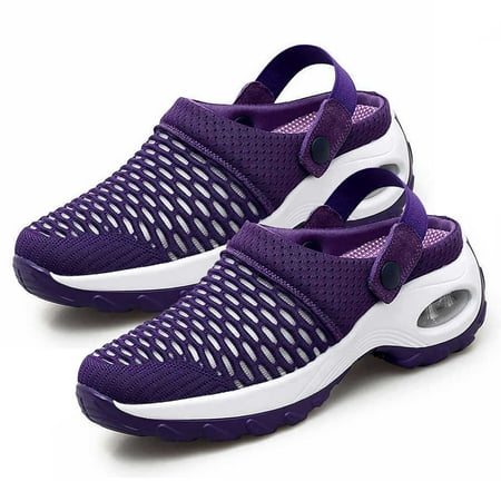 

huanledash Casual Women Sandals Round Toe Anti Slip Platform Thick Heels Breathable Shoes Slippers for Summer