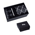 thumbnail image 1 of Classic Set Corbata Pañuelo Mancuernilla Hombre 5 Piezas negra rallada Belug Negro, 1 of 5