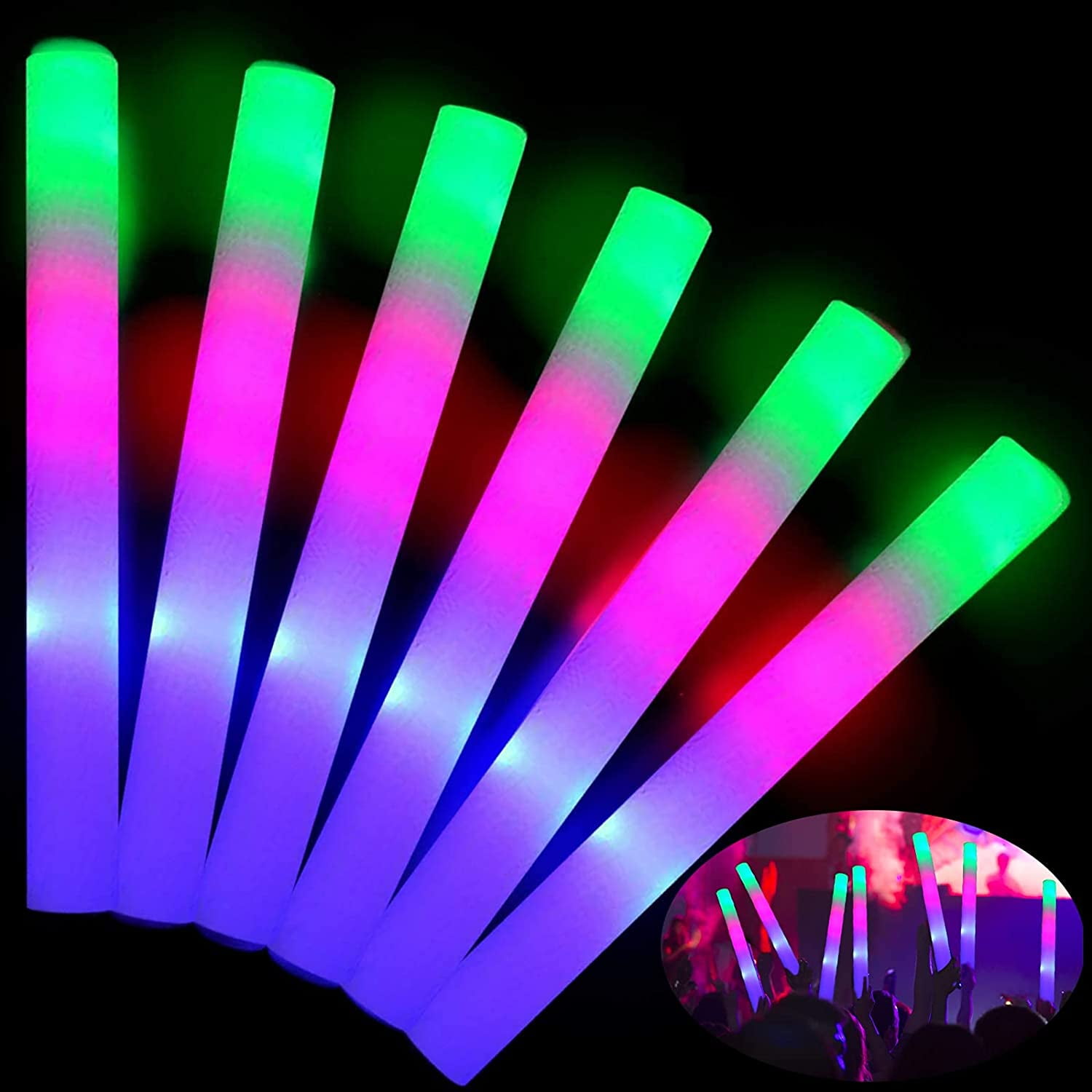 24  Lightup Flashing Glow Light Up Wands Wedding Nightclub Party Lot DJ Baton 