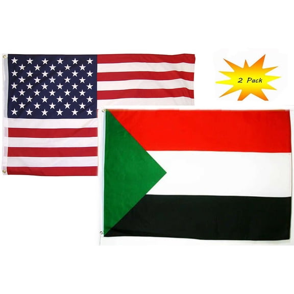 2x3 2'x3’ Wholesale Set (2 Pack) USA American & Sudan Country Flag Banner