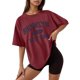 thumbnail image 1 of Camiseta holgada de manga corta y cuello redondo con estampado informal para mujer, 1 of 4