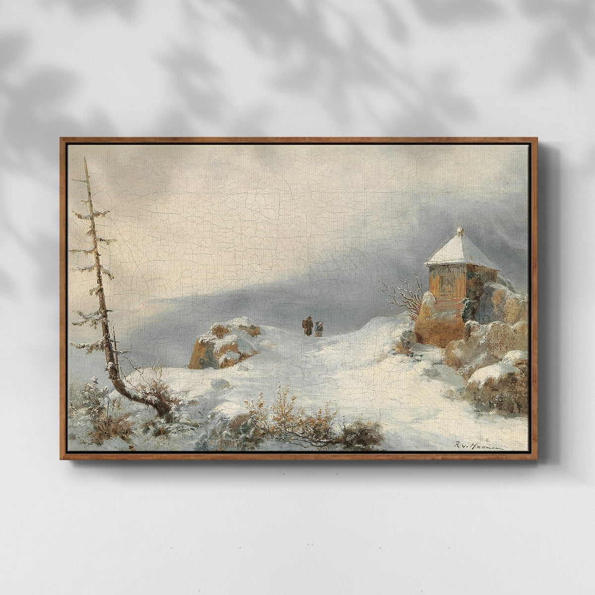 Vintage Landscape-CDIII By Wexford Home Framed in Walnut Wood Gallery Wrapped Canvas 27 in. x 41 in.