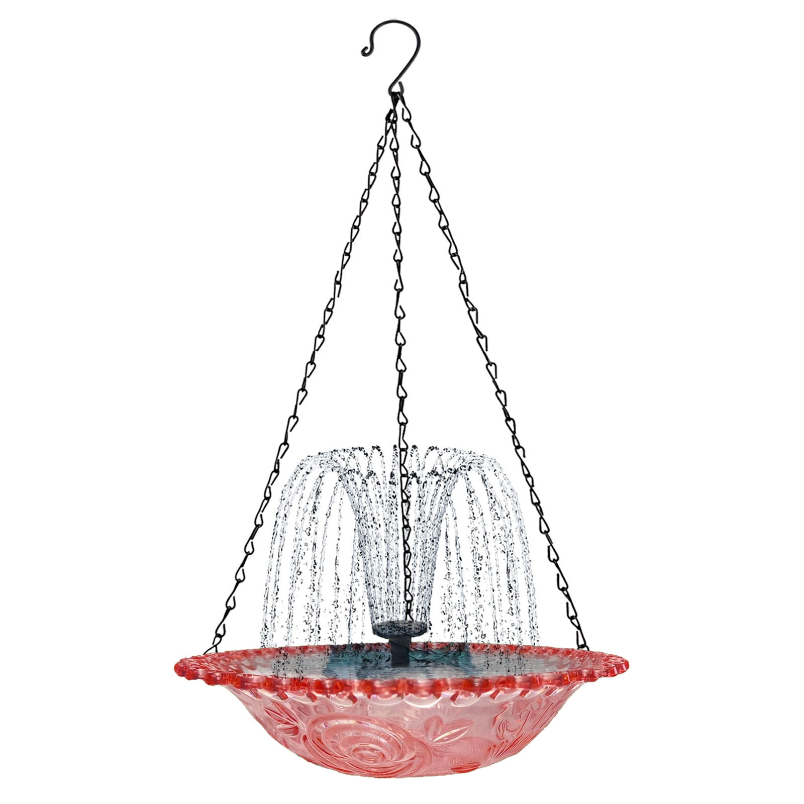Solar Powered Hummingbird Feeder Fountain, 2025 New 2-in-1 Hummingbird Bath Fountain and Feeder, Outdoor Glass Birdbath Bowl for Garden Backyard Hanging,Pink