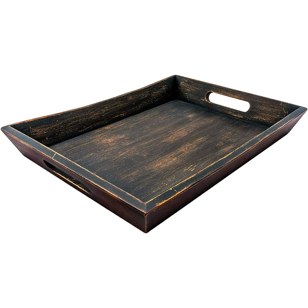 EZDC Wooden Tray, Coffee Table Tray, Ottoman Tray Dark