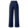 thumbnail image 6 of Women's Soft Tencel Loose Wide Leg Pants, Mid Elastic Waist with Tummy Control, Straight Leg Trousers for Casual, Walking, Travel, Office, Summer Comfort | TruHer,Navy L, 6 of 9