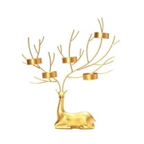 Deer Candle Holder Gold Color Christmas 5 Candle Tealights Candle Stand for Dinning Room Table Centerpieces Decorations
