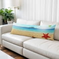 thumbnail image 3 of Cartoon Summer Beach Throw Pillow Covers Red Starfish Ocean Wave Palm Leaves Decorative Lumbar Pillow Cover Rectangle Cushion Case for Sofa Couch Bed Living Room Bedroom 20 X 60 Inches, 3 of 9