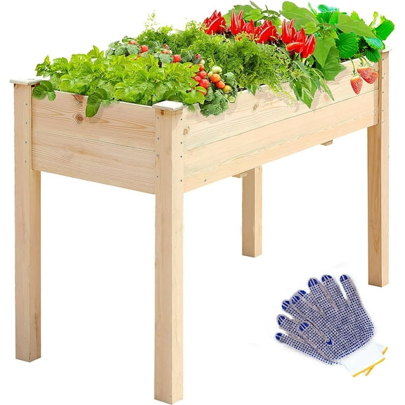 4FT Raised Garden Bed with Legs, Elevated Garden Box for Vegetable, Flower, Herb, Wood Planter Load Up to 250 Pounds for Gardening in Backyard Patio - Easy Assembly, 30in Height