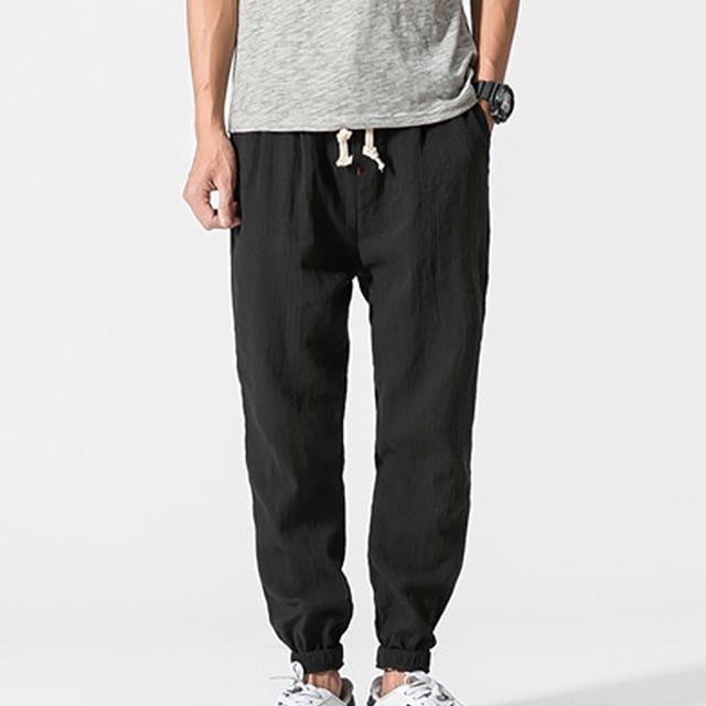 Pantalones largos, pantalones de farol para hombre, pantalones de lino para hombre, pantalones Harlen de moda, leggings para hombre