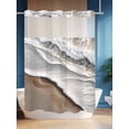 thumbnail image 4 of Beach Ocean Wave No Hook Shower Curtain and Liner Set Abstract Art Coastal Brown Gradient Shower Curtains with Snap-in Liner & See Through Top Window Hotel Style for Bathroom Decor 72x84 Inch, 4 of 8