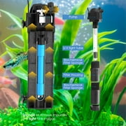 Aquarium Filter U-V Light 5 in 1 Fish Tank Filter, Tawatiler 170 GPH Green Water Cleaning Filter Pump with Timer, Dual Mode (Aeration/Rainfall) for 40-170 Gallon Aquariums (8W U-V+6W Pump)