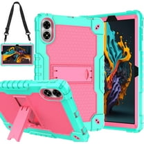 SOATUTO for Case for UMIDIGI G1/G2/G3/G3 Ultra Tablet 2023, Heavy Duty Protective Cover with Kickstand Built in Shoulder Strap Kids Case for UMIDIGI G1/G2/G3 Tab 10.1 inch Tablet (Green/Pink)