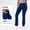 Dark blue, variant on New high-elastic yoga denim bell-bottom pants for women, slimming and butt-lifting, with zipper pockets, suitable for fitness and casual wear