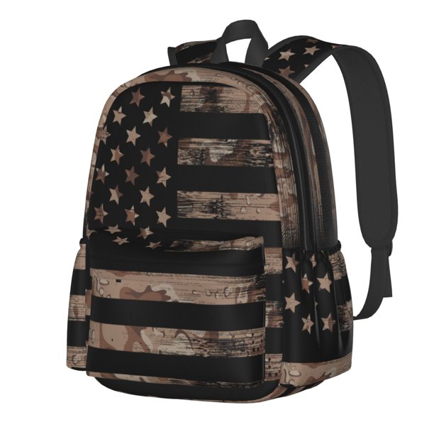 Disketp American Flag with Desert Camouflage Mochila Escolar de Gran Capacidad y Peso Ligero, Mochila de Viaje Ideal para Escuela, Trabajo y Uso Diario, Cómoda y con Estilo
