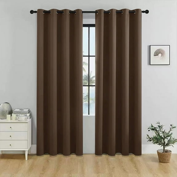 Brown 100% Blackout Curtains 84 Inch 2 Panels, Luxury Thermal Insulated Curtains for Bedroom Living Room, Soundproof Blackout Window Drapes, Rod Pocket (52W x 84L)