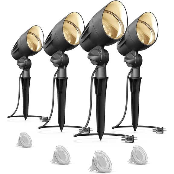 VENUS MANUFACTURING Low Voltage Landscape Lights Outdoor Lighting LED 5W 400 Lumen Landscape Floodlight Metal Housing 2700k Warm White Garden Lights 12V AC/DC 4Pack 5121-16601-04A